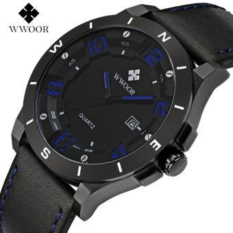 WWOOR Luxury Brand Watch Men Military Sports Watches Men's Quartz Analog 3D Face Hour Clock Male Leather Belt table Wrist Watch (Black)-intl  