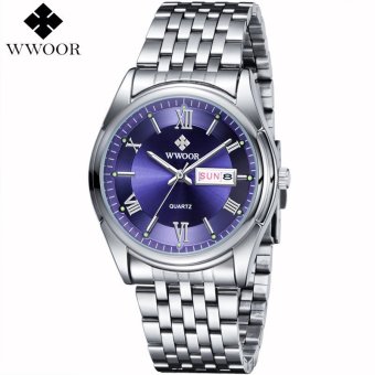 WWOOR Men Watches Luxury Brand Day Date Luminous Hour Clock Silver Steel Strap Casual Quartz Watch Men Sports Wrist Watch Male Relogio - intl  