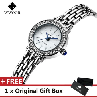 WWOOR Top Luxury Brand Watch Famous Women's Fashion Quartz Bracelet Watches Calendar Waterproof Dress Alloy Women Wristwatch Gift For Female White - intl  
