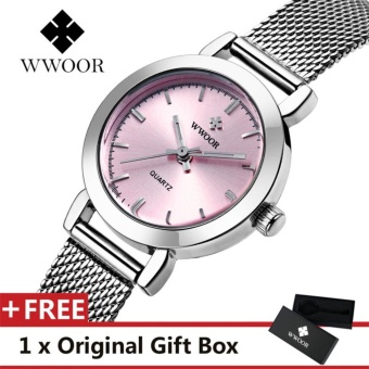 WWOOR Top Luxury Brand Watch Famous Women's Fashion Quartz Watches Waterproof Dress Women Mesh Wristwatch Gift For Female Pink - intl  