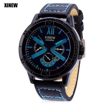 XINEW 5545A Male Quartz Watch Calendar Three Decorative Sub-dial Wristwatch (Blue) - intl  