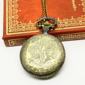 xudzhe New Arrival vine pocket watch for woman hot sale bronze big round face Bronze quartz for ladies (as pic) - intl  