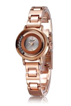 Yaqin hardlex dial Fashion Bracelet gold color Women Casual Rhinestone Clocks Quartz Watches  