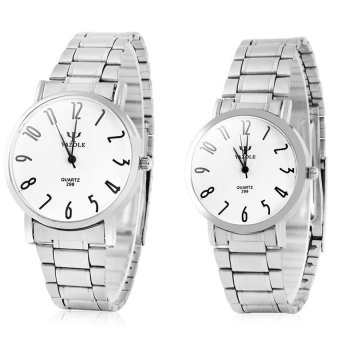 Yazole 299 Analog Quartz Watch with Steel Band for Couple(Color:White)  