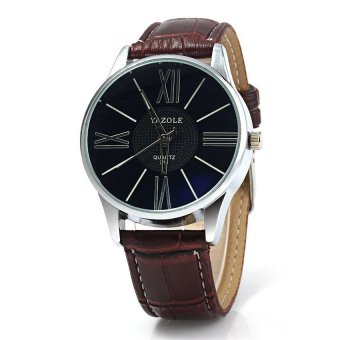 Yazole 315 Quartz Watch with Leather Band for Men BROWN  