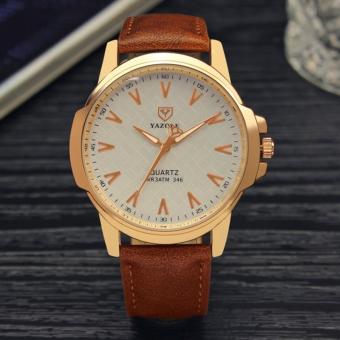 YAZOLE Top Luxury Brand Watch Men Business Watches Quartz Wristwatches Male Sport Quartz-watch YZL346-Brown - intl  