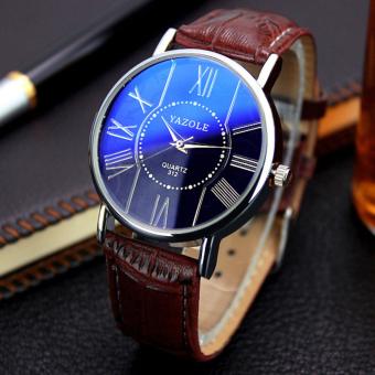 YAZOLE Vintage kulit Fashion pria Band Stainless Steel olahraga bisnis jam tangan kuarsa yzl312h-a - coklat - ???? ??????  