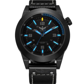 YELANG V1009 Super Bright Tritium Gas Blue Luminous Waterproof Genuine Leather Strap Business Casual Quartz Watch  