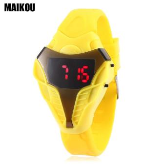 [YELLOW] MAIKOU MK005 LED Digital Sports Watch Date Display Elapid Shape Dial Wristwatch - intl  