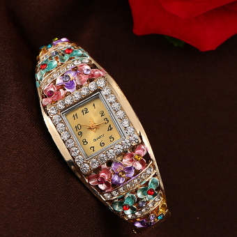 Yika Bracelet Stainless Steel Crystal Dial Analog Quartz Wrist Watch (Multicolor)  