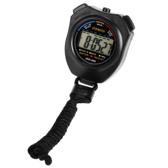 Yika Digital LCD Olahraga Tanggal Chronograph Alarm Alat Pengatur Waktu Menghitung Stopwatch (Hitam)  