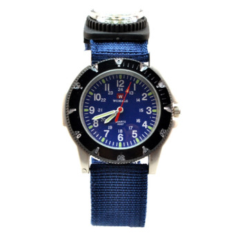Yika Fabric Strap Outdoor decorative compass sport Quartz watch (Blue)  