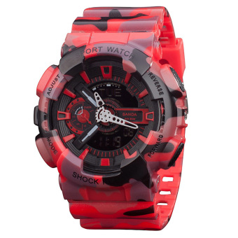 Yika LED Digital Sport Rubber Waterproof Quartz Wrist Watch (Red)  