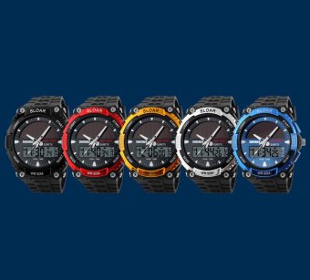 Yika Luxury Men‘s Waterproof LED Military Sports Quartz Solar Powered Wrist Watch (Gold)  