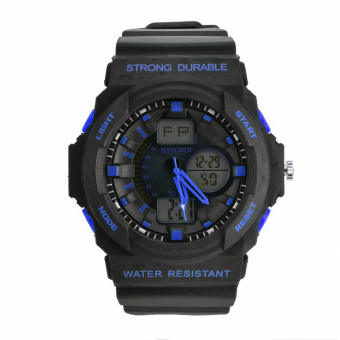 Yika Luxury Sport Quartz Wrist Men Mens Analog Digital #S Waterproof Military (Black+Blue)  