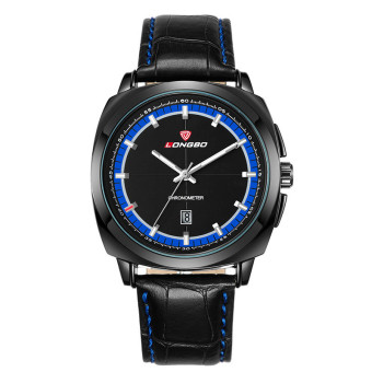 Yika Men Luminova Leather Calendar Military Quartz Watch (Blue)  