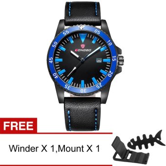 Yika Men Sport Leather Quartz Watch (Blue) [Buy 1 Get Freebie]  