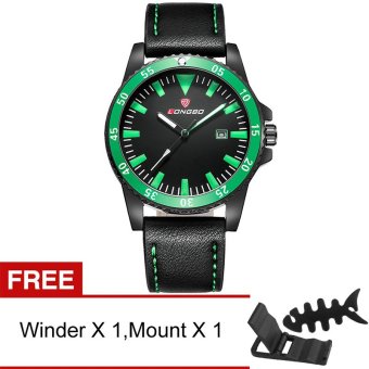 Yika Men Sport Leather Quartz Watch (Green) [Buy 1 Get Freebie]  