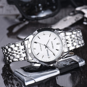 Yika Men Waterproof Stainless Steel Quartz Wrist Watch (White)  
