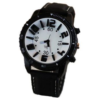 Yika Men's 3D Word Stainless Steel Wrist Watch (Black)  