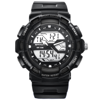 Yika Men's Waterproof Digital Stopwatch Date Rubber Sport Wrist Watch (Black)  