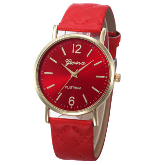 Yika Unisex Casual Geneva Rhinestone Quartz Watch (Red)  