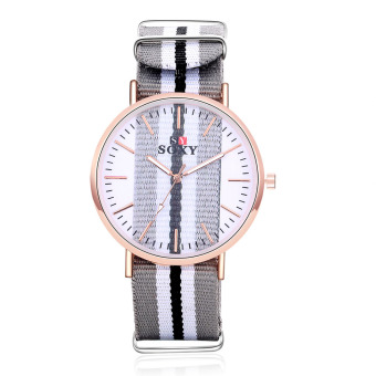 Yika Unisex Fabric Nylon Canvas Band Dial Quartz Wrist Watch (Gray)  