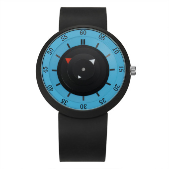 Yika Unisex Leather Strap Quartz Analog Wrist Watch (Blue)  