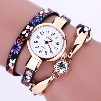 Yika Women Rhinestone Analog Quartz Bracelet Wrist Watch (Purple)  