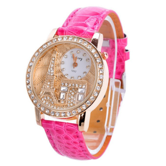 Yika Women Rhinestone Luxury Watches Crystal of the Eiffel Tower To watch Ladies Quartz Wrist Watches(Pink)  