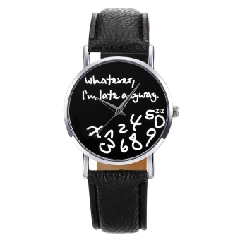 Yika Women Synthetic Leather Letter Quartz Analog Wrist Watch (Black)  