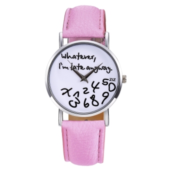 Yika Women Synthetic Leather Letter Quartz Analog Wrist Watch (Pink)  