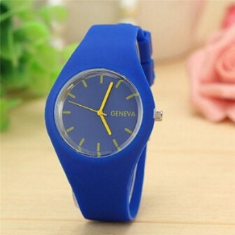 YingWei Geneva Fashion Leisure Ultra-thin Silicone Watch Candy Colors Quartz Wrist Watch(Blue) - intl  