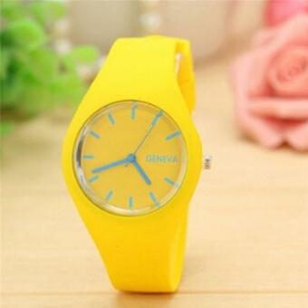 YingWei Geneva Fashion Leisure Ultra-thin Silicone Watch Candy Colors Quartz Wrist Watch(Yellow) - intl  