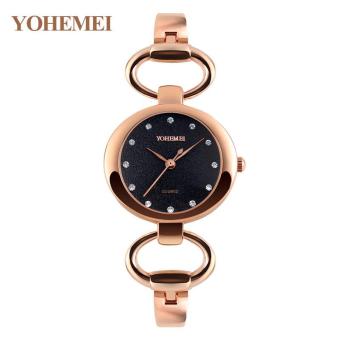 YOHEMEI 0166 Elegant Women Fashion Diamond Bracelet Watch Steel Strap Waterproof Watch Quartz Watch - Black - intl  