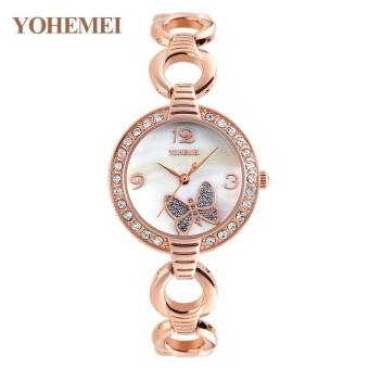 YOHEMEI 0169 Brand Luxury Bracelet Watch For Women Butterfly Dial Ladies WristWatches Woman Quartz Watch - White - intl  