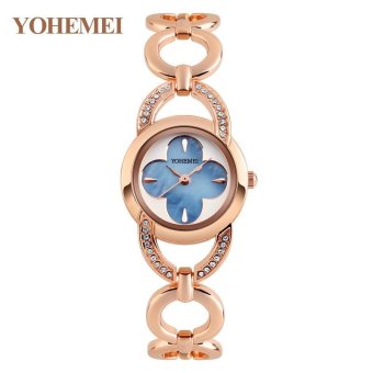 YOHEMEI 0170 Women Alloy Strap Bracelet Watch Ladies Casual Waterproof Quartz Watch - Blue  