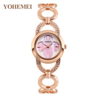 YOHEMEI 0170 Women Alloy Strap Bracelet Watch Ladies Casual Waterproof Quartz Watch - Pink  
