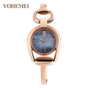 YOHEMEI 0172 Women Casual Pearl Shell Dial Quartz Watch Ladies Rose Gold Alloy Steel Belt Watches - Black - intl  