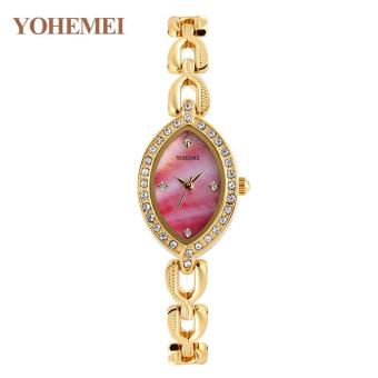 YOHEMEI 0176 Women 's Elegant Elegant Gold Steel Bracelet Quartz Watch - Red - intl  
