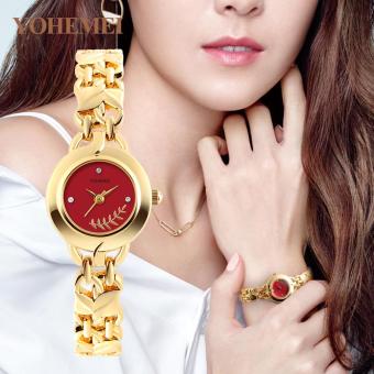 YOHEMEI 0178 Fashion Women Diamond Steel Strap Bracelet Ladies Quartz Wrist Watches - Red - intl  