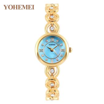 YOHEMEI 0180 Women 's Fashion Waterproof Quartz Watch Alloy Strap Watches Girls Ladies Diamond Casual Watch - Blue - intl  