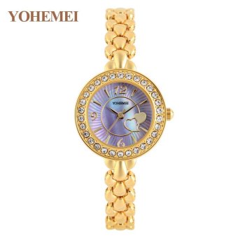 YOHEMEI 0183 Fashion Women's Watches Ladies Rhinestones Metal Bracelet Strap Watch Waterproof Korean Style Quartz Watch - Purple - intl  