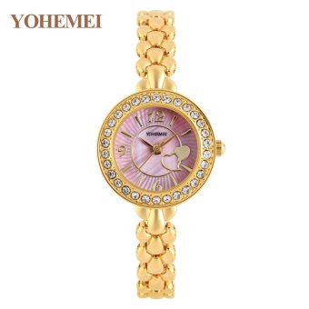 YOHEMEI 0183 Fashion Women's Watches Ladies Rhinestones Metal Bracelet Strap Watch Waterproof Korean Style Quartz Watch - Red - intl  