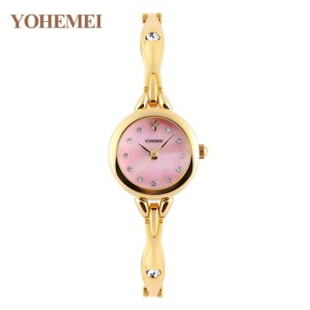 YOHEMEI 0184 Fashion Watches Luxury Brand Women Rhinestones Watch Waterproof Gold Color Alloy Strap Quartz Wrist Watches Ladies Clock - Pink - intl  