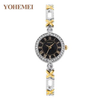 YOHEMEI 0189 Women's Classic Diamond Bracelet Watch Ladies Fashion Elegant Bracelet Quartz Watch - Black - intl  