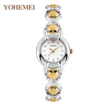 YOHEMEI 0190 Women Fashion Quartz Bracelet Watch Round Dial Watch Ladies Casual Bracelet Wristwatch - White - intl  