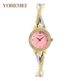 YOHEMEI 0193 Ladies Fashion Elegant Luxury Famous Quartz Watch Women Casual Alloy Strap Wristwatches - Pink - intl  