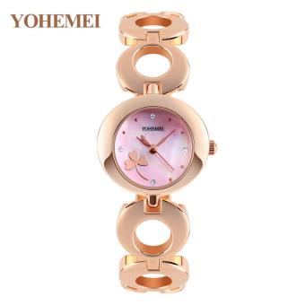 YOHEMEI Bracelet Style Women's Quartz Watch Ladies Luxury Watches Girl's Wrist Watch- Pink - intl  