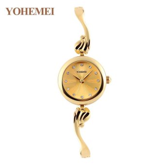 YOHEMEI Brand Luxury Watches for Women Ladies Alloy Strap Casual Quartz Watch - Gold - intl  